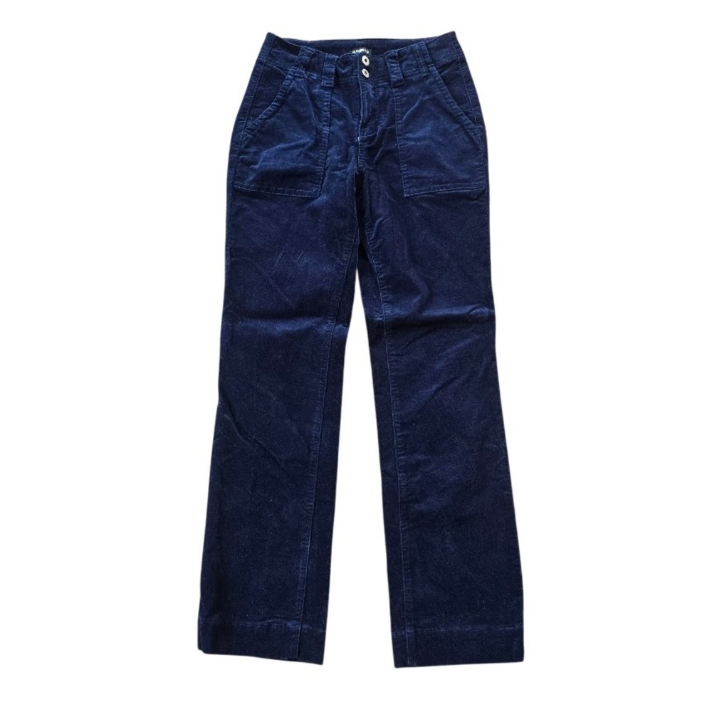 Flamingals‎ Corduroy Pants Flare Straight Leg Women M Navy Retro Dark Academia